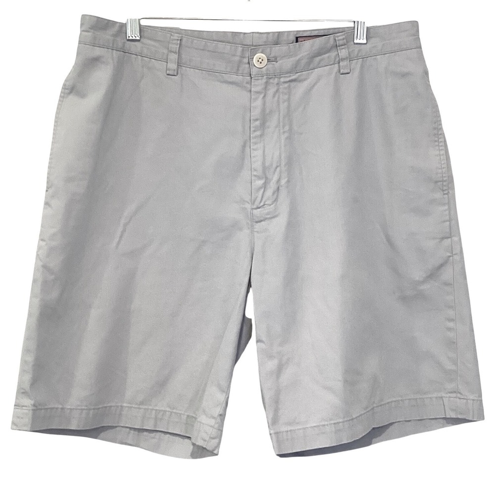 Vineyard Vines Mens Club Shorts Light Blue Grey Cotton Twill Chino Shorts - 36